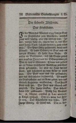 Der siebende Abschnitt. Das Frieselfieber.
