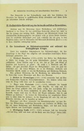 III. Geschichtliche Entwicklung des heimatkundlichen Unterrichtes
