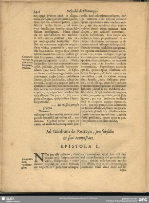 Ad Jacobum de Burreyo, pro subsidio in sua tempestate. Epistola L.