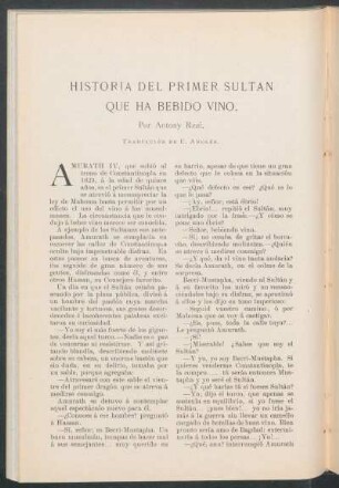 Historia del primer Sultán que ha bebido vino.