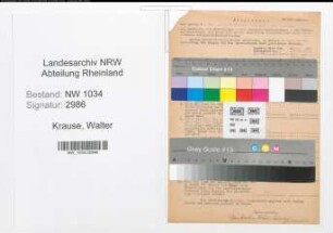 Entnazifizierung Walter Krause , geb. 00.00.0000 (Rittmeister)