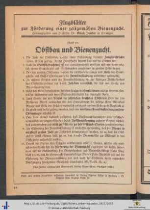 Blatt 19: Obstbau und Bienenzucht.