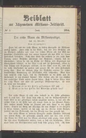 Beiblatt N° 3. Juni. 1884