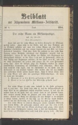 Beiblatt N° 3. Juni. 1884
