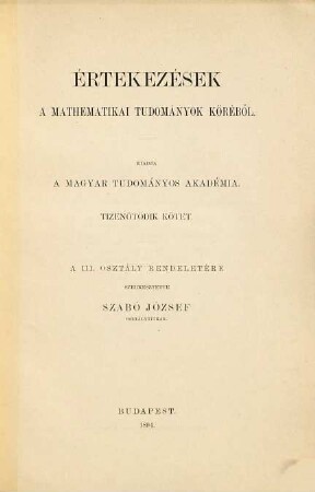 Értekezések a természettudományok köréből. 23. 1893/94, Nr. 12