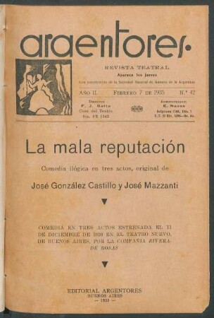 1935004200: La mala reputación : comedia ilógica en tres actos