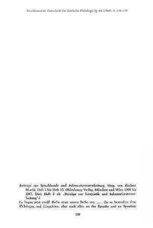 Beiträge zur Sprachkunde und Informationsverarbeitung [Rezension]
