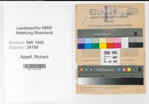 Entnazifizierung Richard Appell , geb. 13.01.1909 (Kaufmaennischer Angestellter)