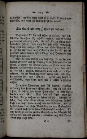 Die Kunst mit zwey Zahlen zu rechnen.