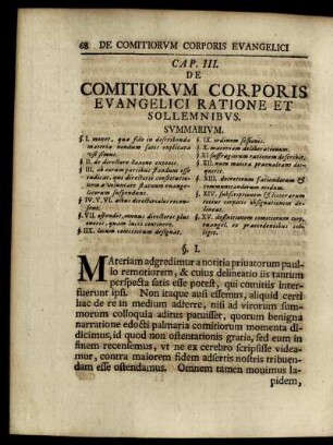 Cap. III. De Comitiorum Corporis Evangelici Ratione Et Sollemnibus.