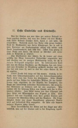 II. Erste Eindrücke und Erlebnisse