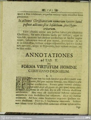 Annotationes ad Tab. V. De Forma Virtutum Homine Christiano Dignarum