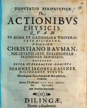 Dispvtatio Peripatetica De Actionibvs Physicis