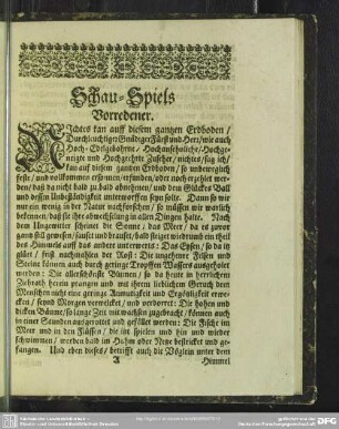 Schau-Spiels Vorredener