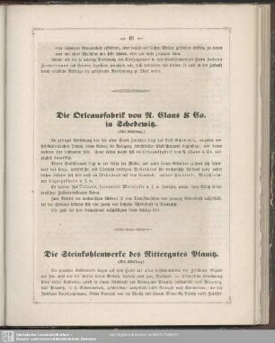 Die Steinkohlenwerke des Rittergutes Planitz