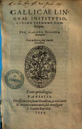 Gallicae Lingvae Institvtio : Latino Sermone Conscripta