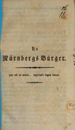 An Nürnbergs Bürger