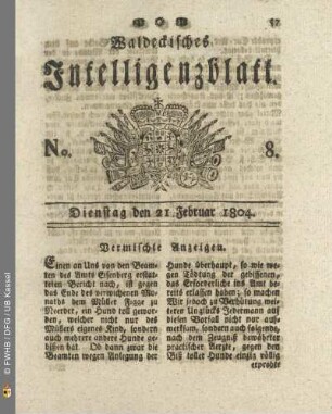 No. 8. Dienstag den 21 Februar 1804