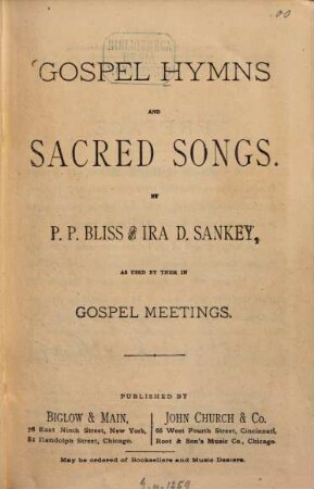 Gospel hymns and sacred songs : (Words only.)