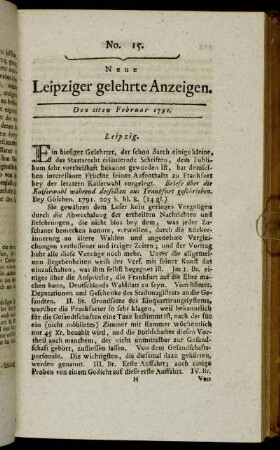 No. 15. Den 21ten Februar 1791.
