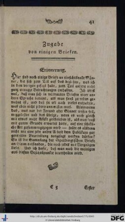 Zugabe von einigen Briefen.