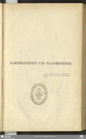 Dampfmaschinen Und Transmissionen