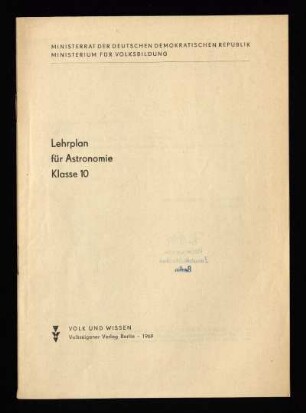 Lehrplan für Astronomie : Klasse 10