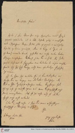 Korrespondenz Ferdinand Christian Baur / Carl Ullmann: Brief von Ferdinand Christian Baur an Carl Ullmann