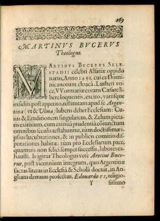 Martinus Bucerus Theologus.