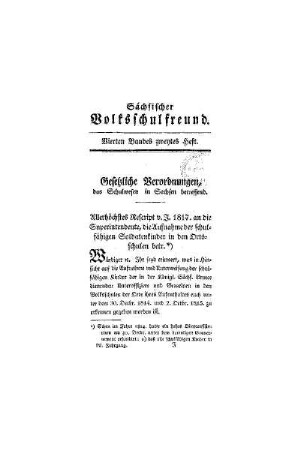 Gesetzliche Verordnungen, das Schulwesen in Sachsen betreffend