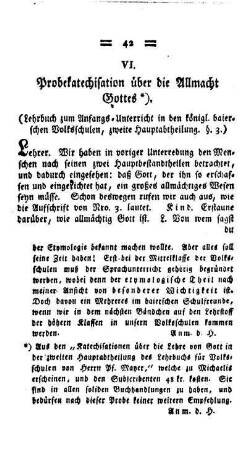 Probekatechisation über die Allmacht Gottes