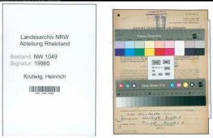 Entnazifizierung Heinrich Krutwig , geb. 11.05.1903 (Lokfuehrer)
