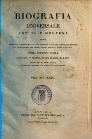 Biografia Universale antica e moderna : ossia storia per alfabeto della vita pubblica e privata di tutte le persone che si distinsero per opere, azioni, talenti, virtù e delitti, 23.. Gagnier - Geoffrin