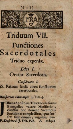 Secessus Triduani Sacerdotales Octo : [... Triduo Expensus à Ven. Clero Stettenii ad Forum frigidum A. MDCCLII. Et Riedöschingae A. MDCCLIII.], Triduum VII.. Functiones Sacerdotis