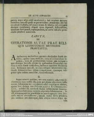 Caput V. De Operationis Altae Prae Reliquis Lithotomiae Methodis Praestantia