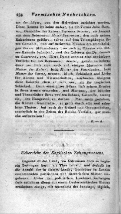 Uebersicht de Englischen Zeitungswesens