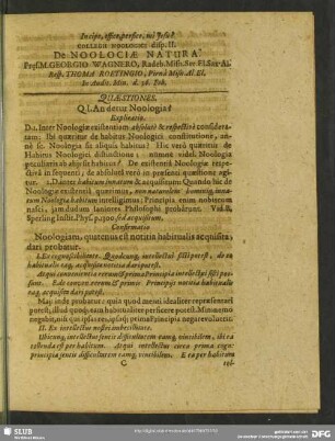 Disp. II. De Noologiae Natura. Praes. M. Georgio Wagnero ... Resp. Thomae Roetingio