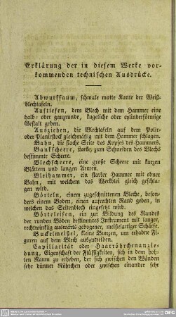 Erklärung der in diesem Werke vorkommenden technischen Ausdrücke
