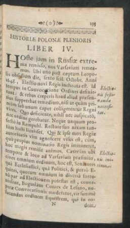 Historiae Polonae Plenioris Liber IV