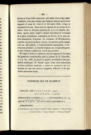 Théorème sur un maximum.