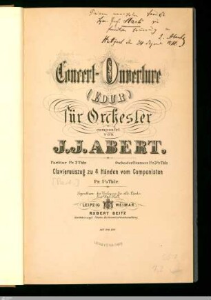 Concert-Ouverture (E-Dur) für Orchester