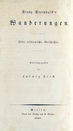 Bd. 16: Franz Sternbald's Wanderungen : Eine altdeutsche Geschichte