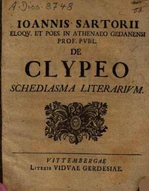 De Clypeo schediasma literarium