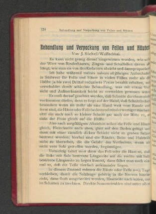 Behandlung und Verpackung von Fellen und Häuten.