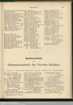 Namensverzeichnis zum Güteradressbuch der Provinz Sachsen