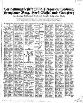 Verwaltungsbezirke Mitte, Tiergarten, Wedding, Prenzlauer Berg, Horst=Wessel und Kreuzberg...