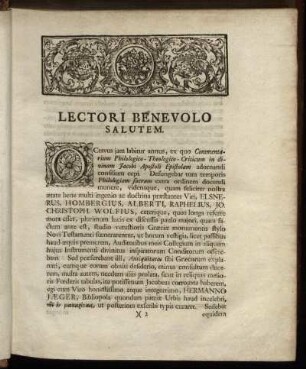 Lectori Benevolo Salutem