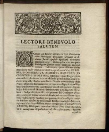 Lectori Benevolo Salutem