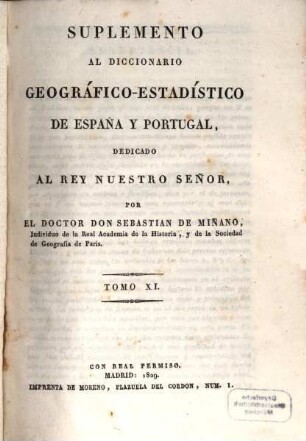 Diccionario Geografico-Estadistico de España y Portugal, 11. Suplemento