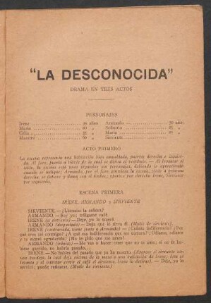 La desconocida : drama en tres actos